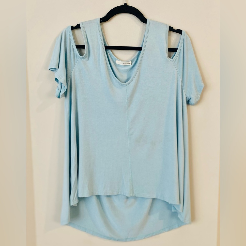 Dear Apple. Size Medium. Blue top with cold shoulder